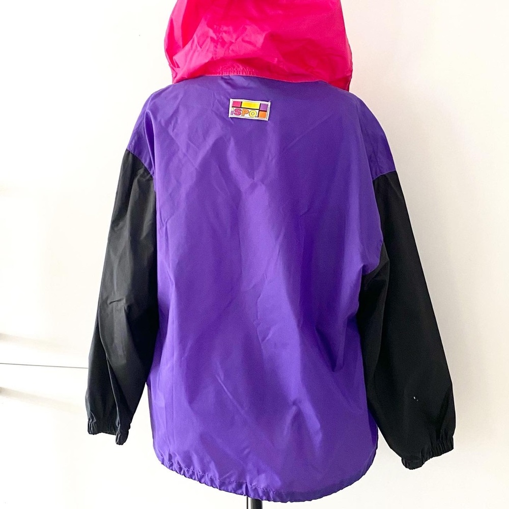 Vintage Purple Black & Hot Pink Pullover Windbreaker Jacket - Picture 4 of 6